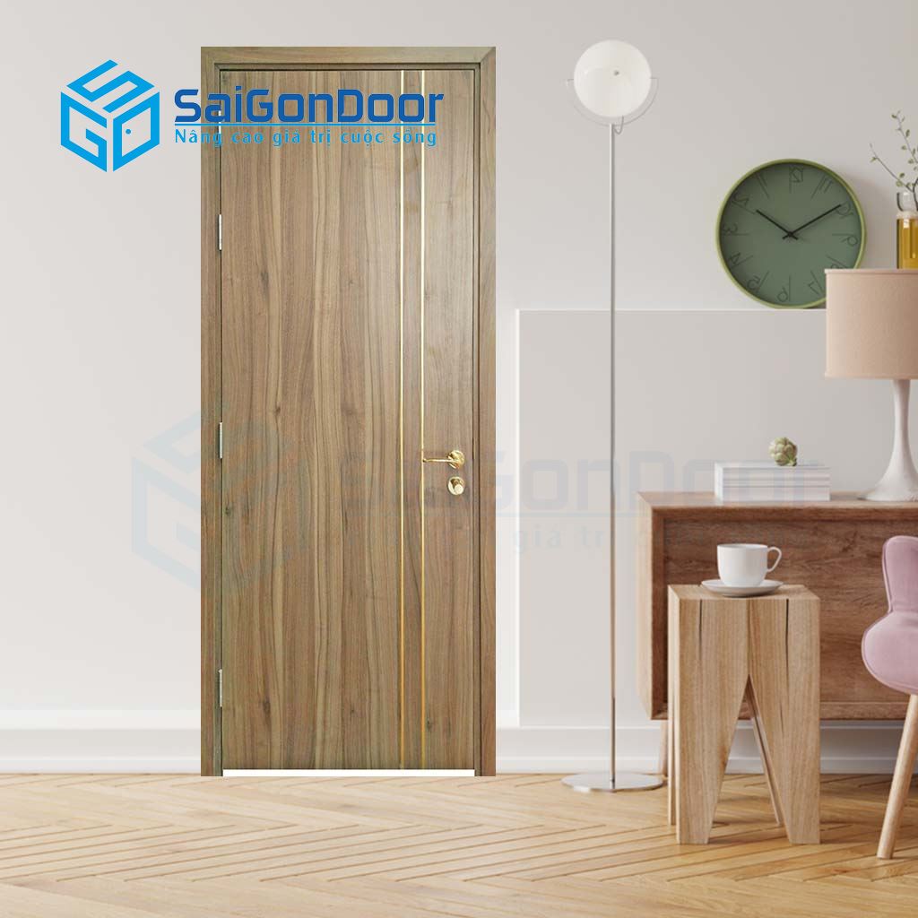 Dòng cửa gỗ công nghiệp với kết cấu phẳng giúp tạo không gian riêng tư thoải mái trong phòng tắm