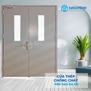 Cửa Thép Chống Cháy 2P1G2 xam